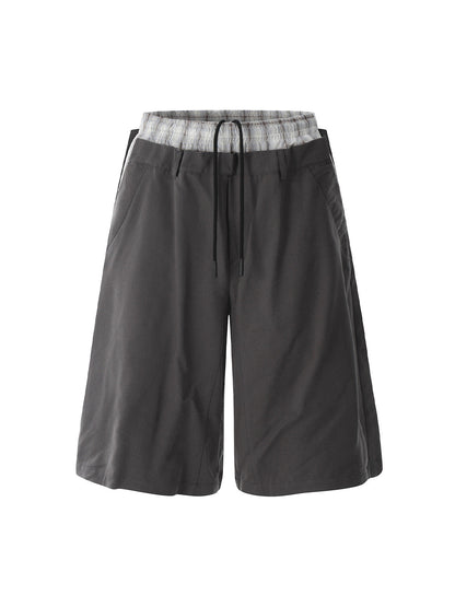 Retro Double Waist Stitching Jorts