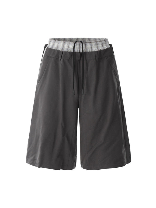 Retro Double Waist Stitching Jorts