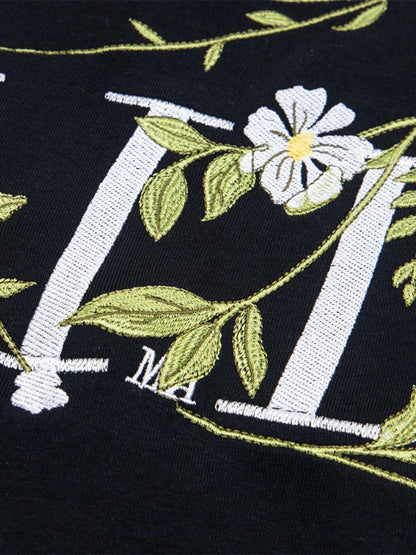 Floral Embroidered Oversized Short Sleeve T-Shirt