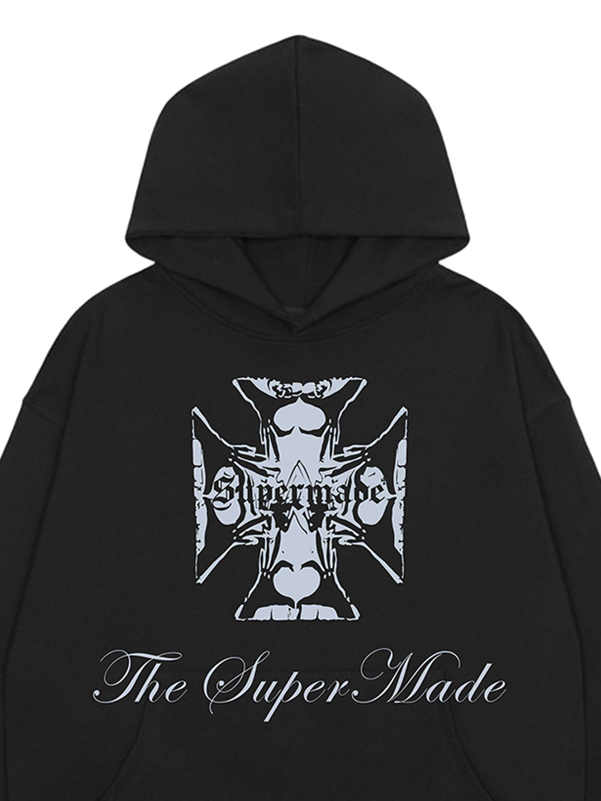 Street Cross Letters Print Hoodie