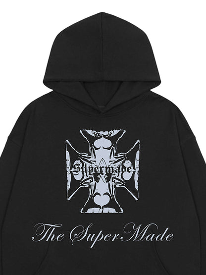Kapuzenpullover mit Street Cross-Buchstaben-Print