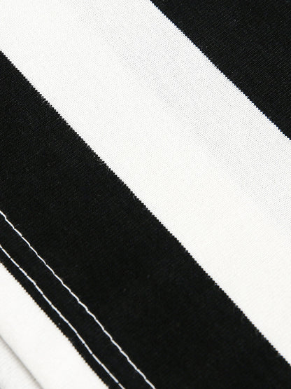 Gestreiftes Langarm-T-Shirt mit abnehmbarem Pelzkragen