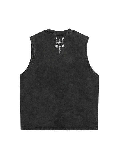 Original Edgy Cross Graphic Vest
