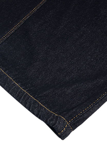 Washed Plaid Belt Barrel Jeans