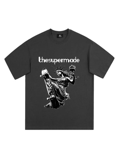 Orginal Funny Statue Of Liberty Print T-shirt