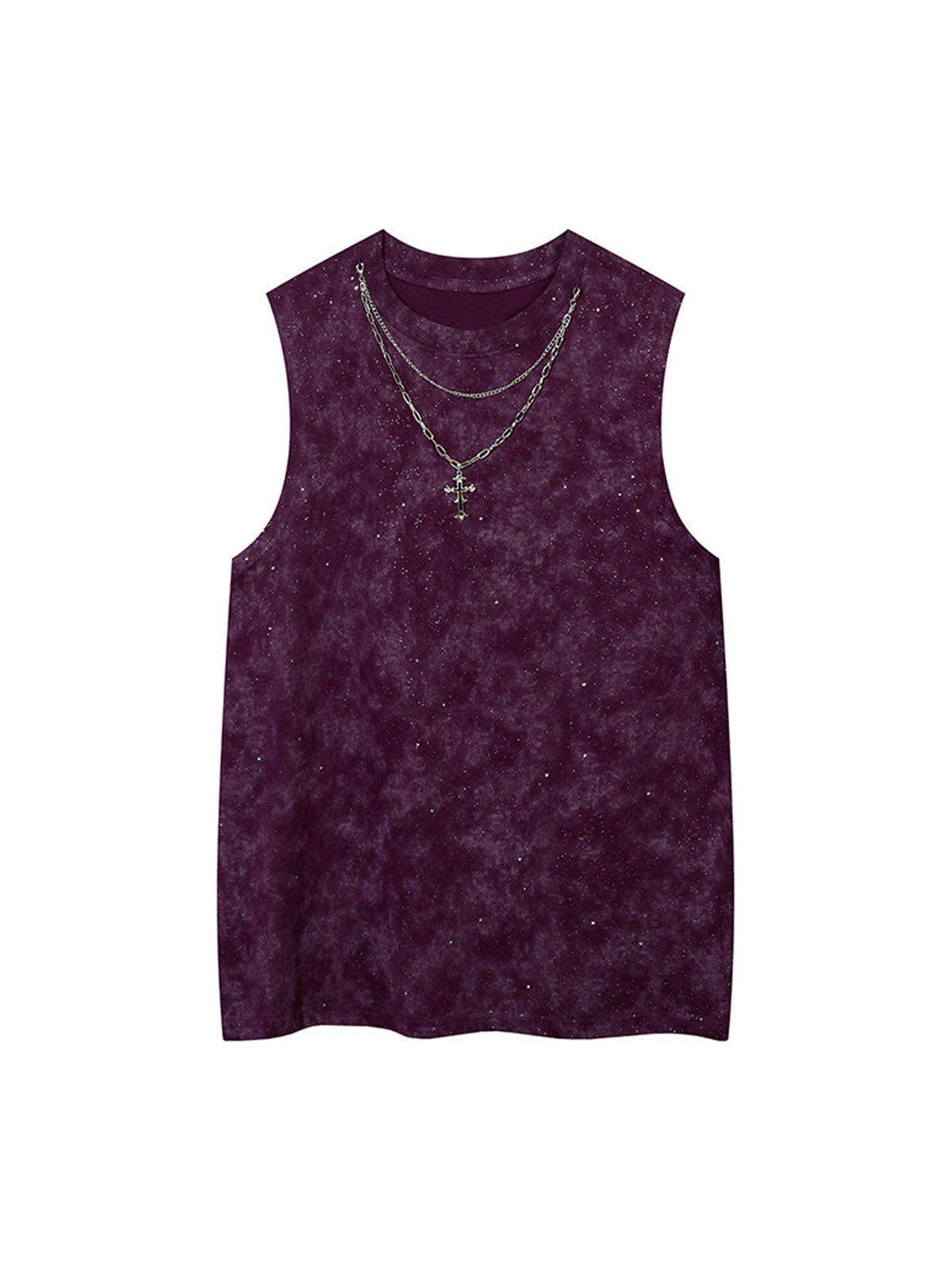 Retro Rhinestone Cross Chain Vest