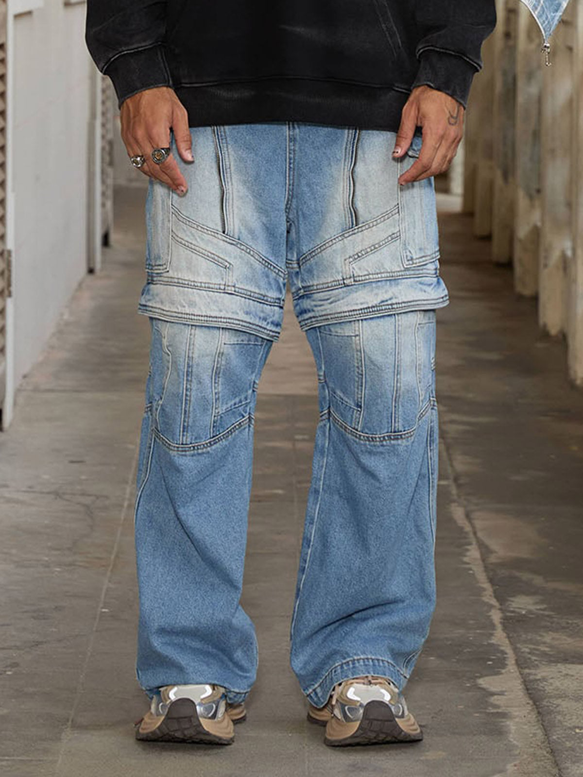 Thesupermade Multi-structure Design Baggy Jeans