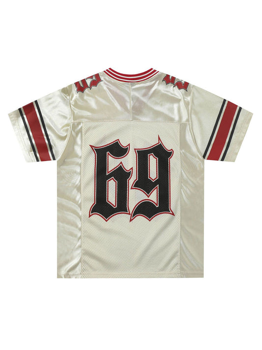 Jersey-T-Shirt mit V-Ausschnitt und Print