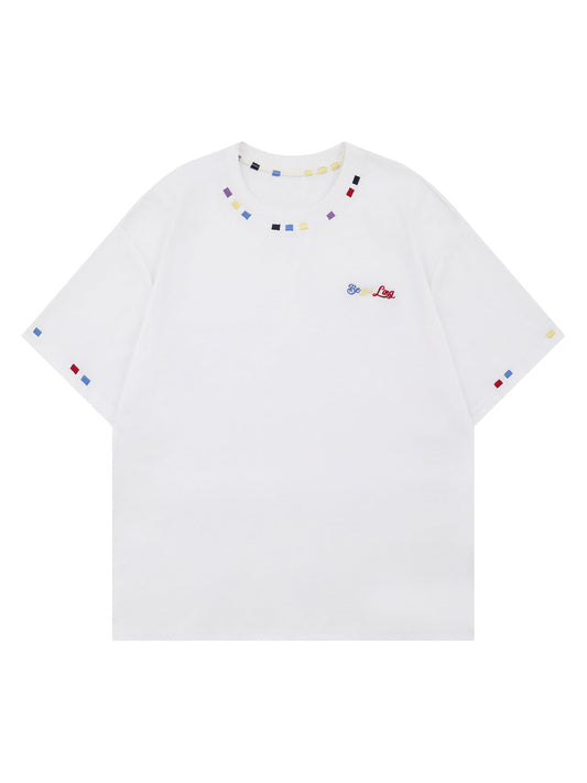 Fun Color-Dotted Embroidered Oversized T-Shirt