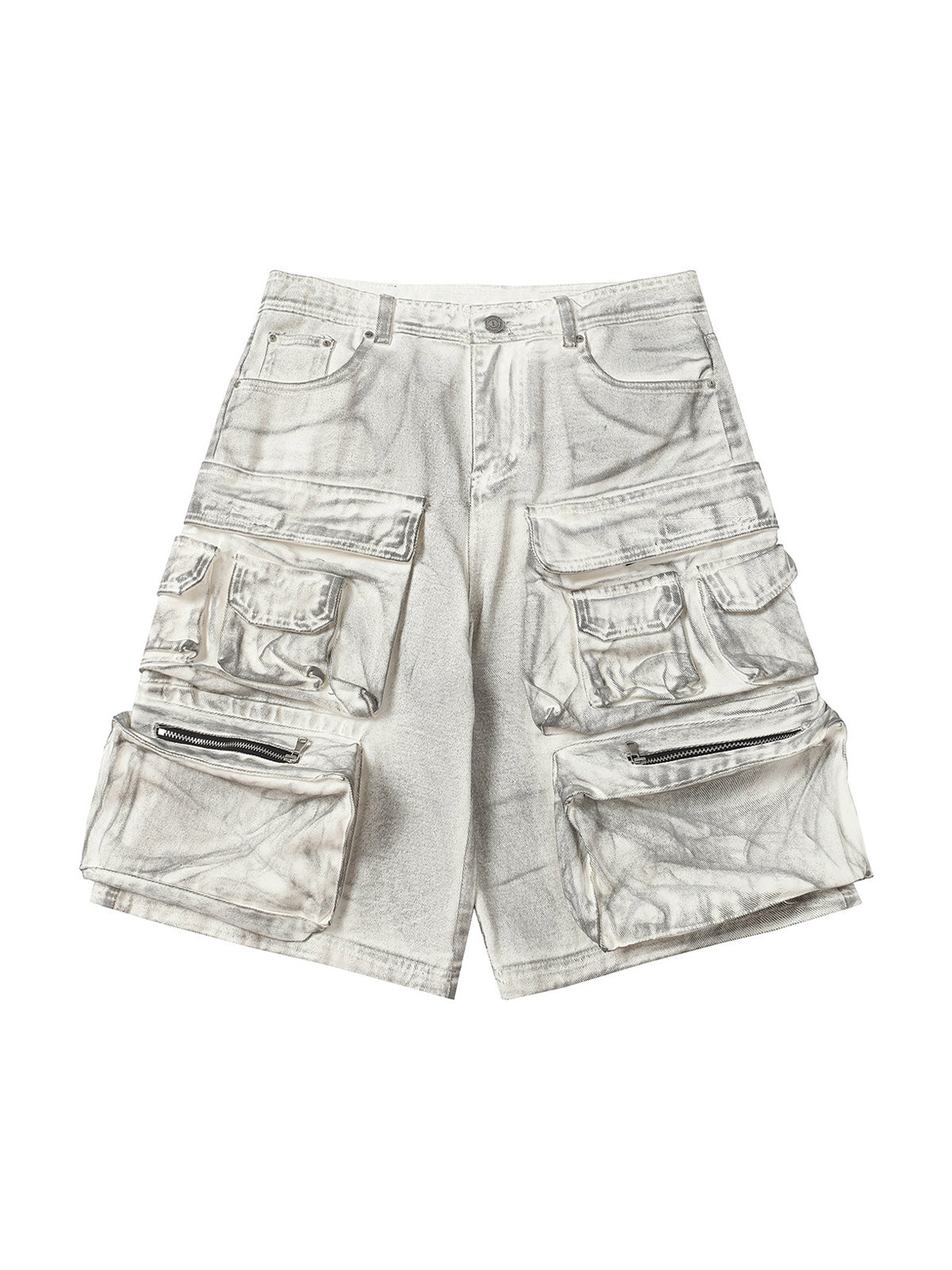 Distressed Multi-Pocket Cargo Shorts