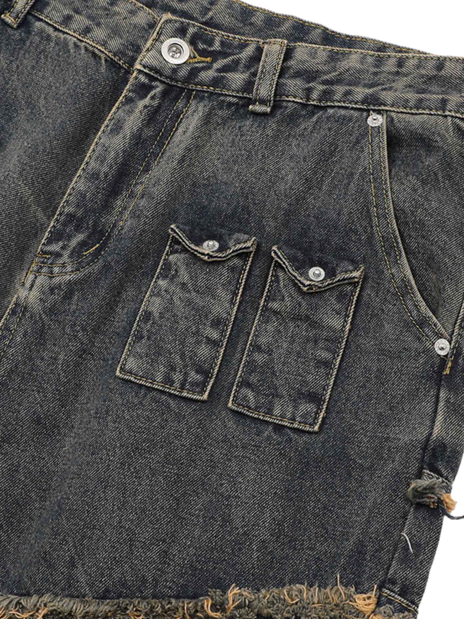 Thesupermade Raw Edge Distressed Denim Set