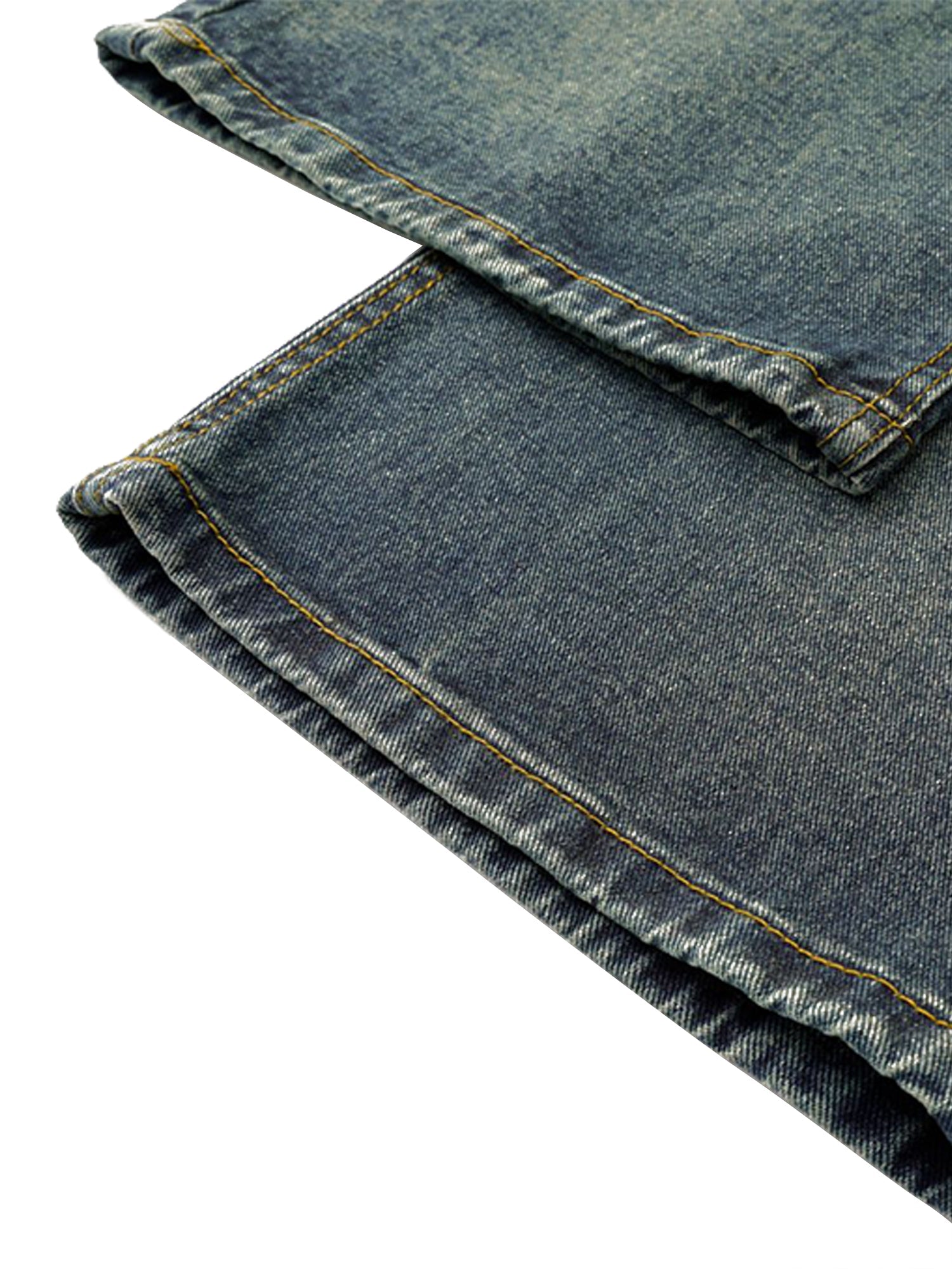 Thesupermade Washed Distressed Waistband Straight Jeans