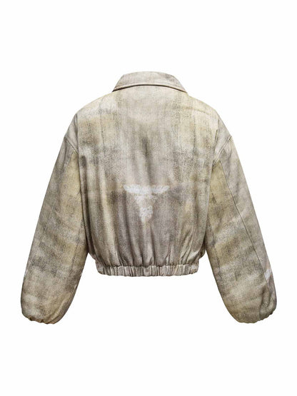 Blouson aviateur matelassé effet dégradé graffiti vieilli - 2314