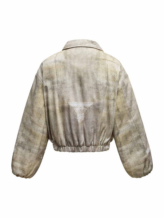 Blouson aviateur matelassé effet dégradé graffiti vieilli - 2314