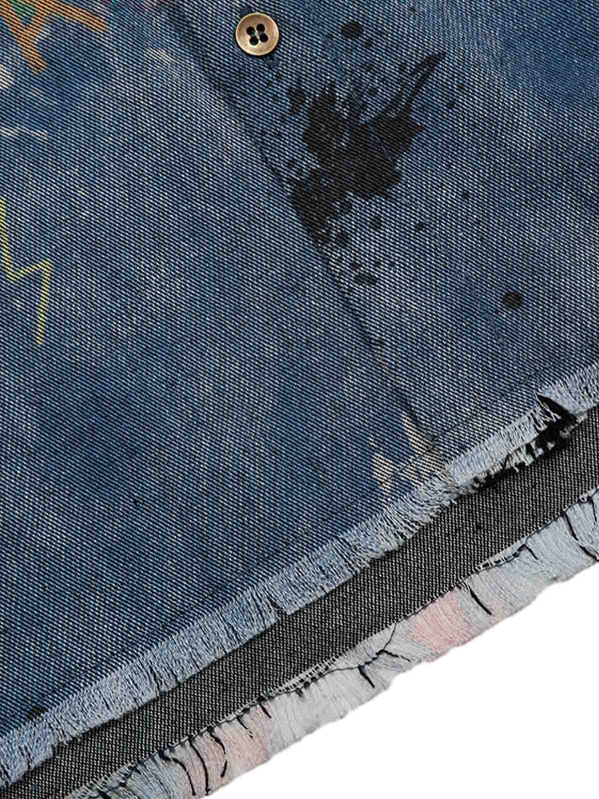 Poloshirt aus Denim mit Batik-Graffiti