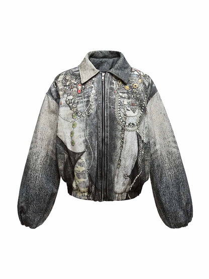 Blouson aviateur matelassé à encre dégradée - 2266