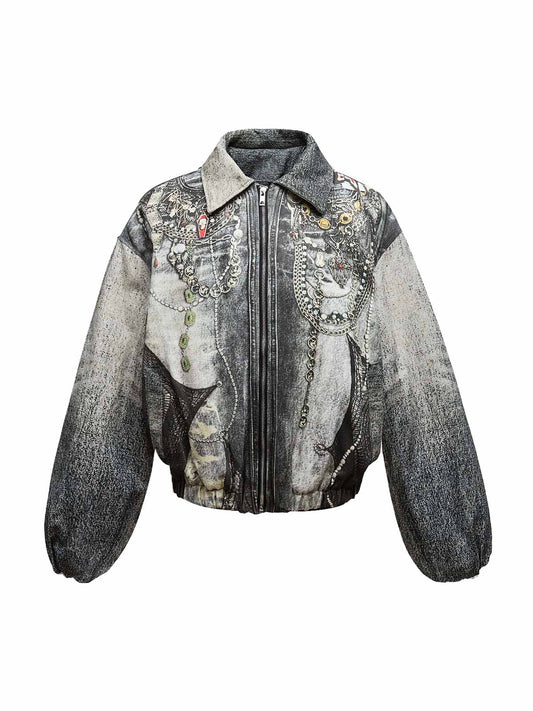 Blouson aviateur matelassé à encre dégradée - 2266