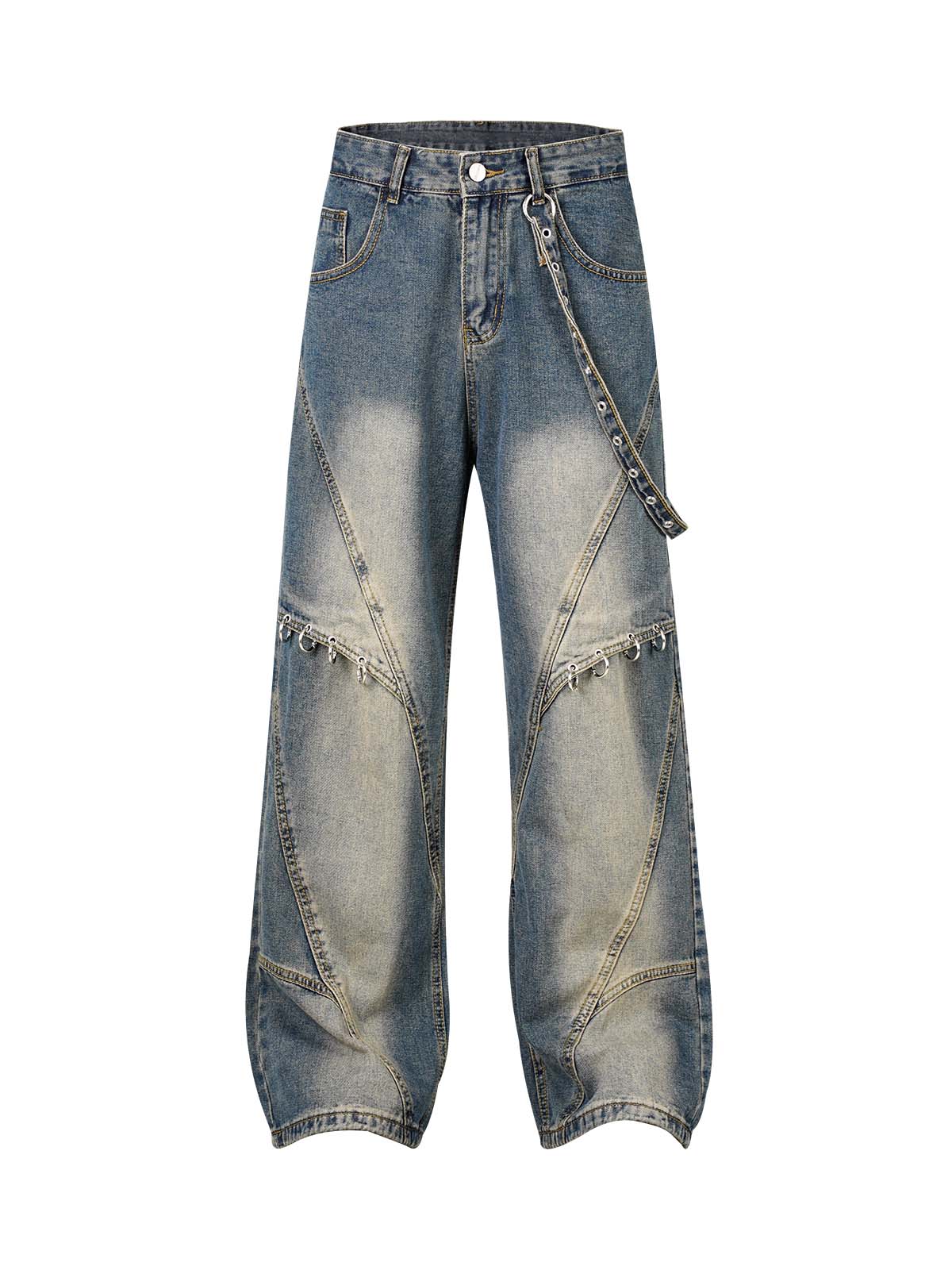 Thesupermade Washed Distressed Baggy Jeans - 2233