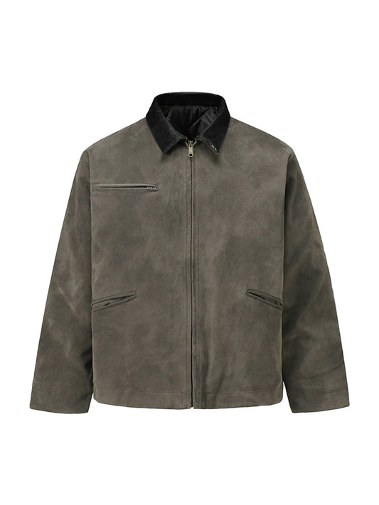 Vintage Schwere Wildleder Gesteppte Arbeitsjacke