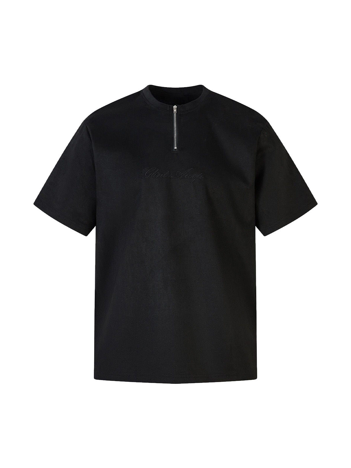 T-shirt rétro à fermeture éclair quart de tour en daim brodé