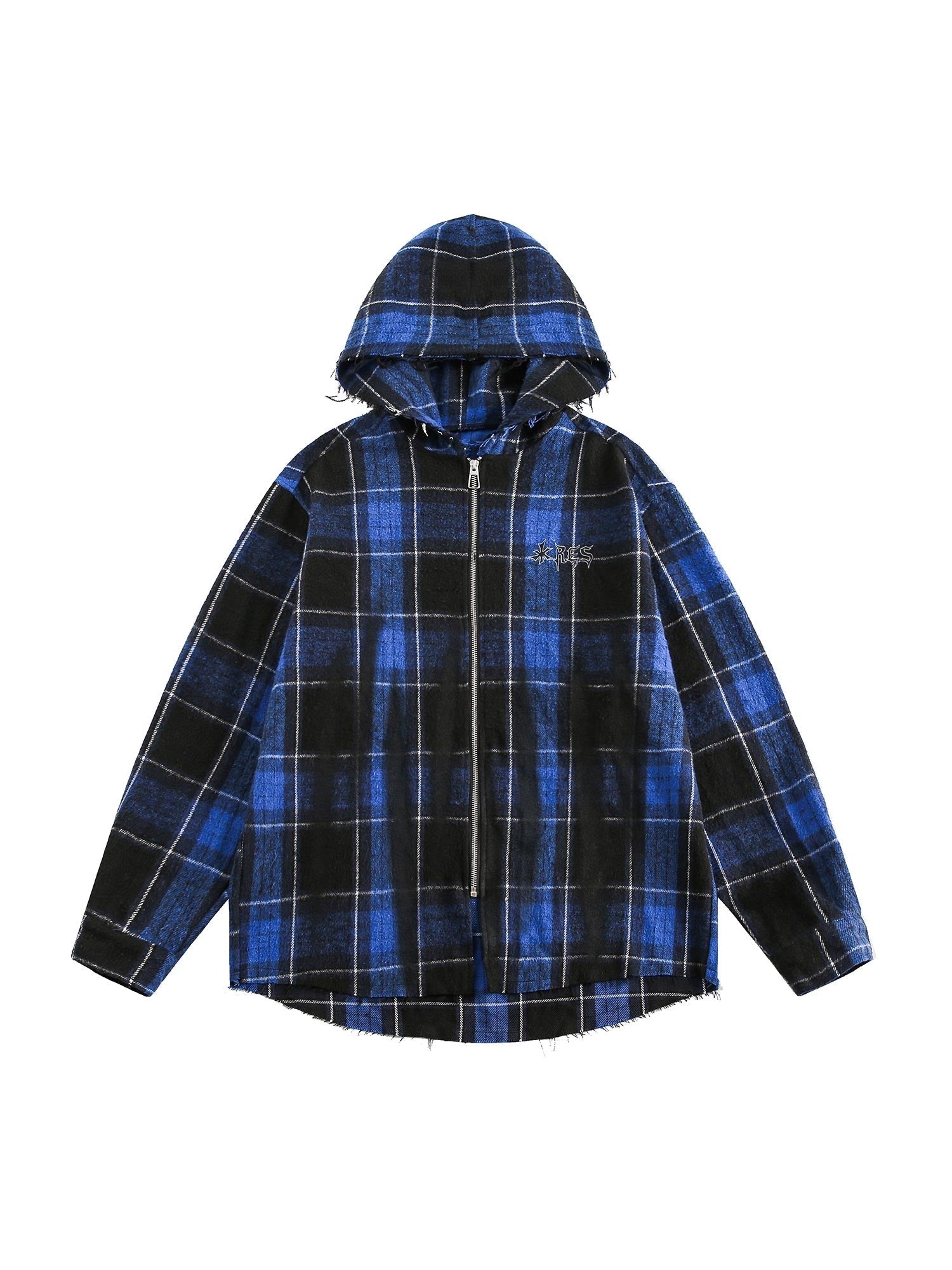 Thesupermade Plaid Brushed Cardigan Hooded Shirt