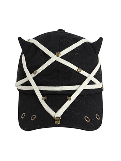 Thesupermade – Baseballkappe aus gewaschenem Denim mit Sternenmuster 