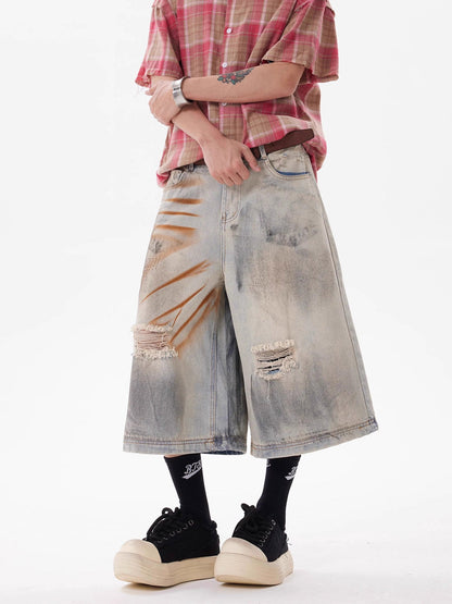Thesupermade – Punk High Street – Schmutzige, zerrissene Jeans-Jeanshose 