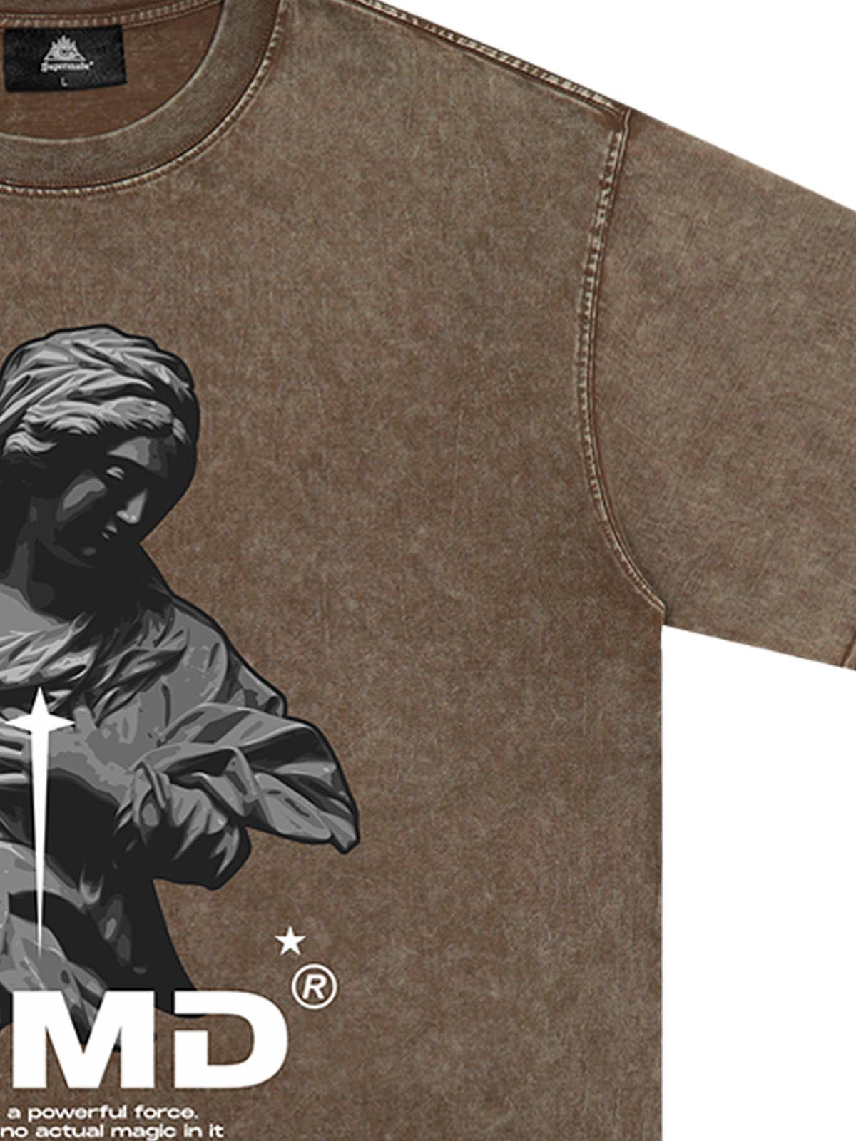 Original Virgin Mary Sculpture Star Print T-Shirt