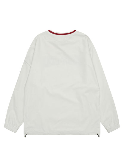 Thesupermade Retro-Sweatshirt mit V-Ausschnitt und Monogramm, bestickt – 2146 