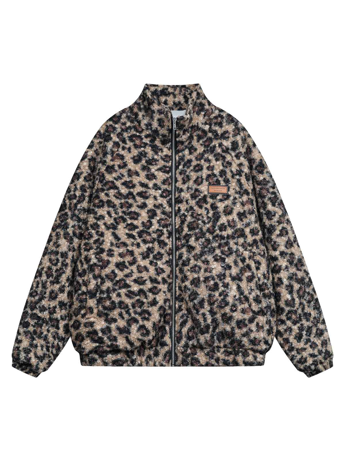Veste polaire à col montant et imprimé guépard