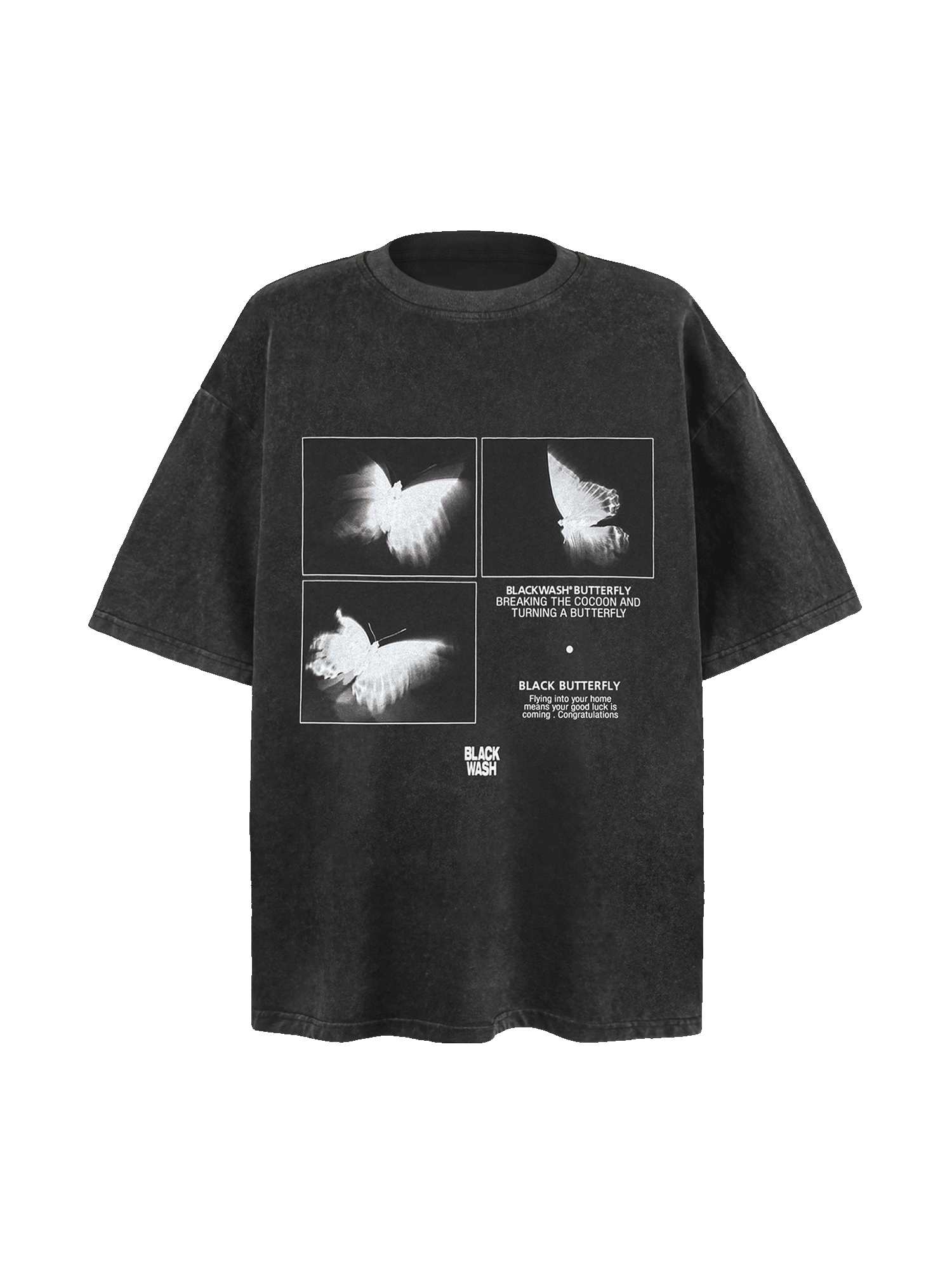 Thesupermade Washed Shadow Butterfly Street Rap T-Shirt