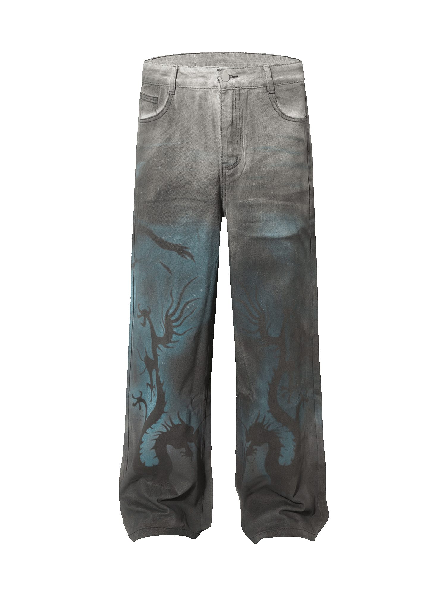 Thesupermade Street Hip-Hop Dragon Washed Jeans