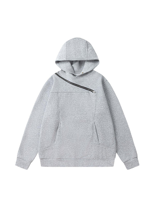 Hoodie mit dekonstruiertem Nieten-Angular-Reißverschluss
