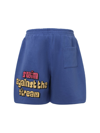 Baumwollshorts mit Graffiti-Kordelzug