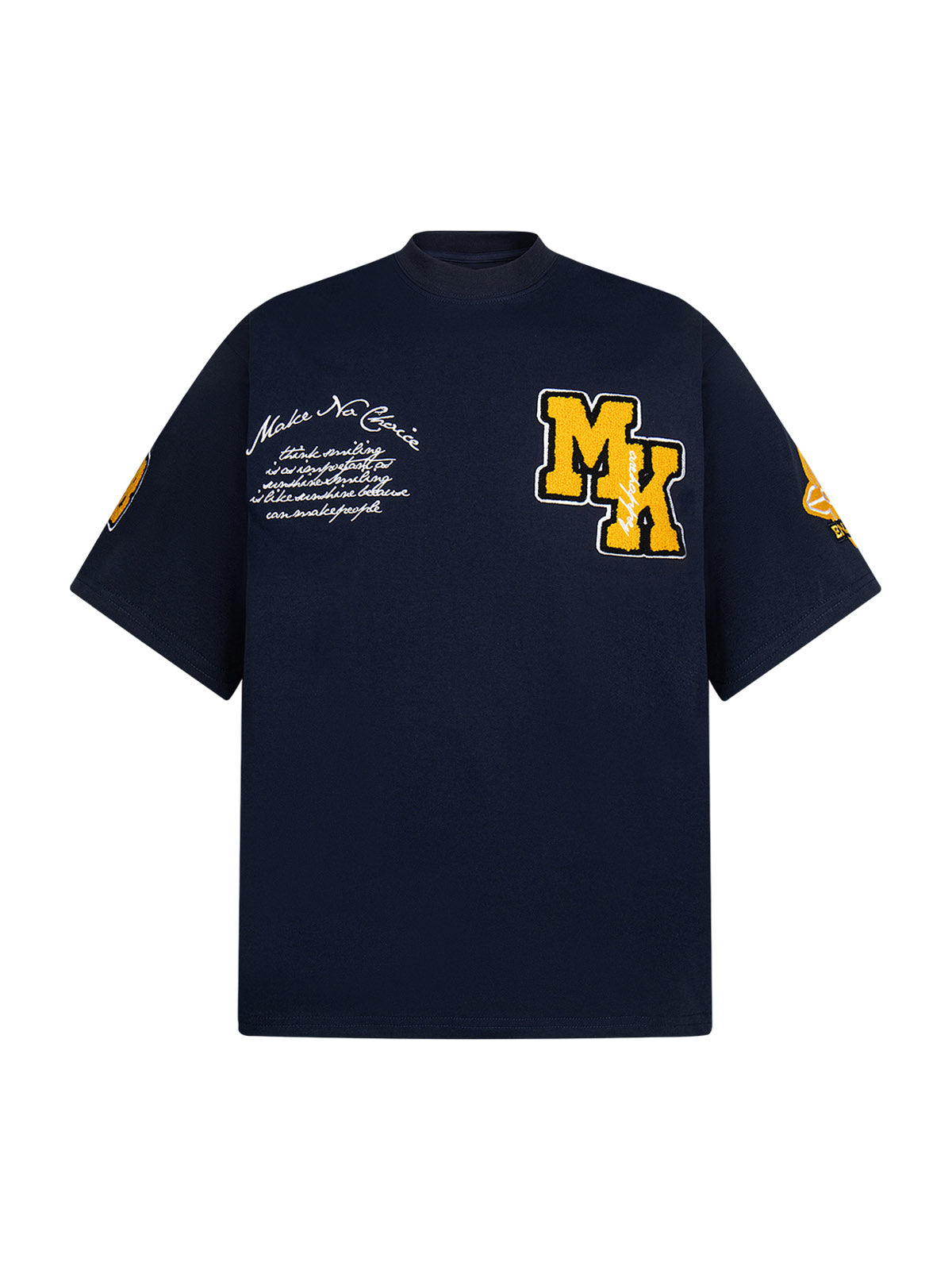 T-Shirt im Retro-Motorrad-Stil mit schwerem Patch-Stickerei