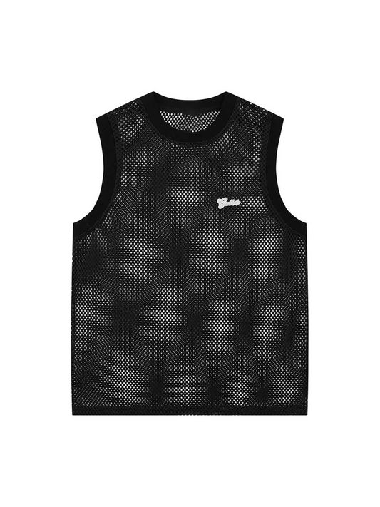 Gilet de sport creux en maille brodée de lettres