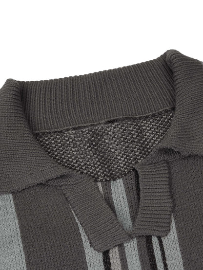 Thesupermade – Gestreifter Polopullover aus besticktem Strick