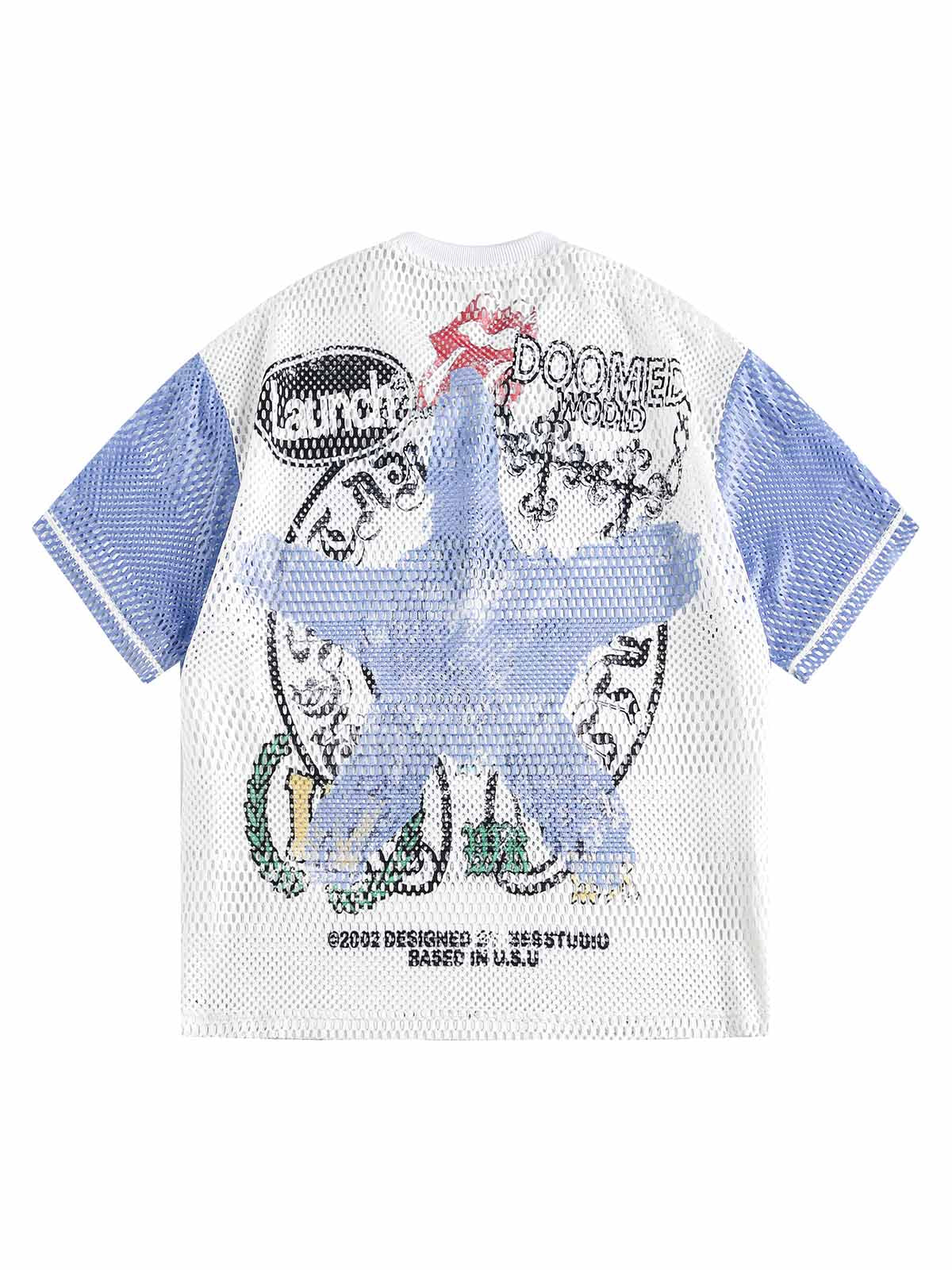 T-shirt graphique à imprimé sportif numérique en maille