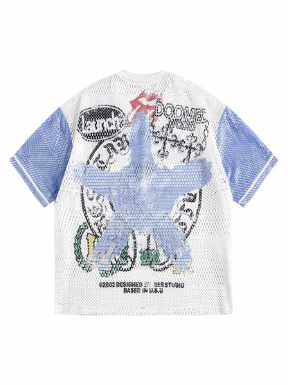 T-shirt graphique à imprimé sportif numérique en maille