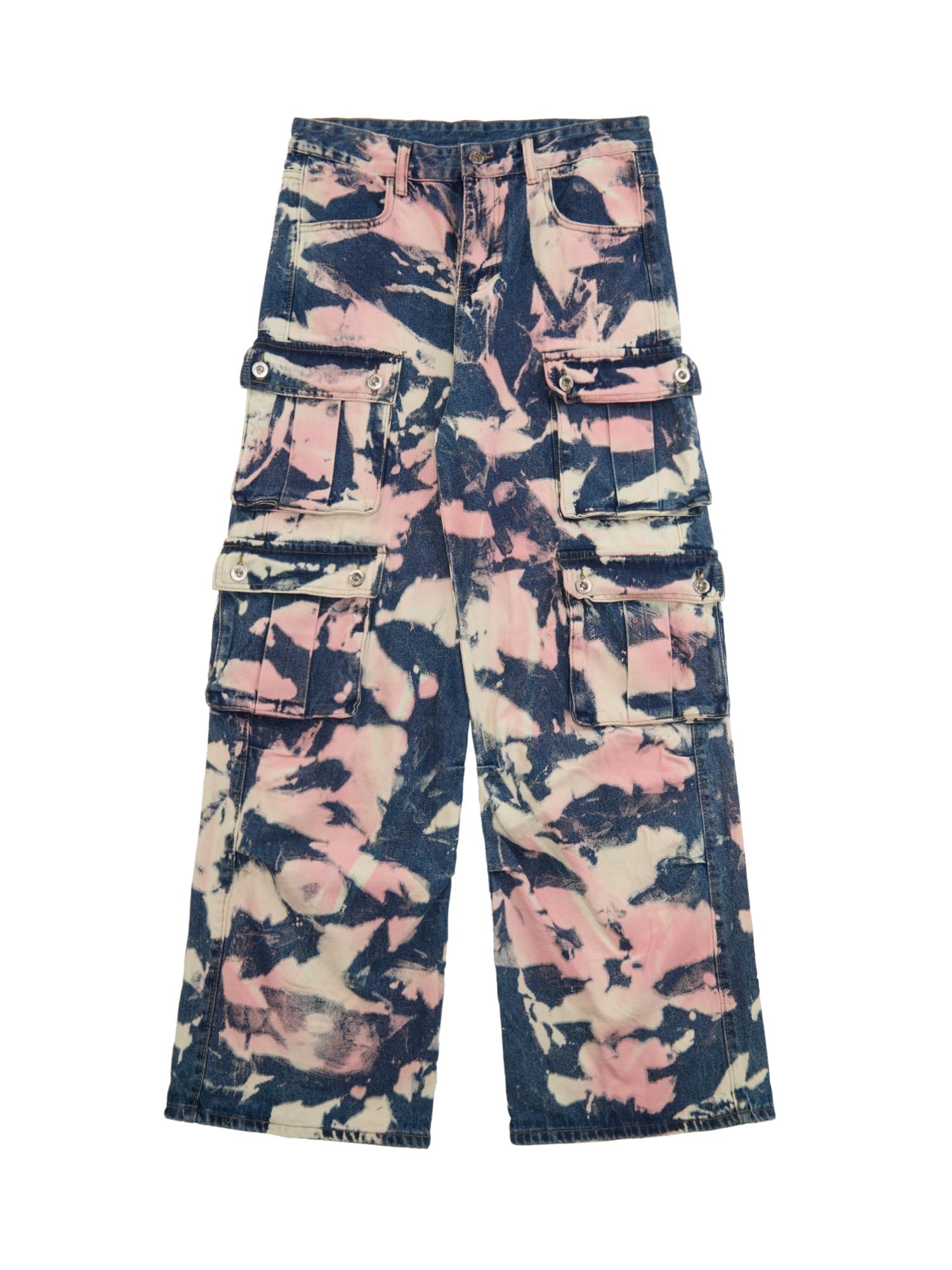 Thesupermade Tie-dye Waste Style Camouflage Cargo Jeans