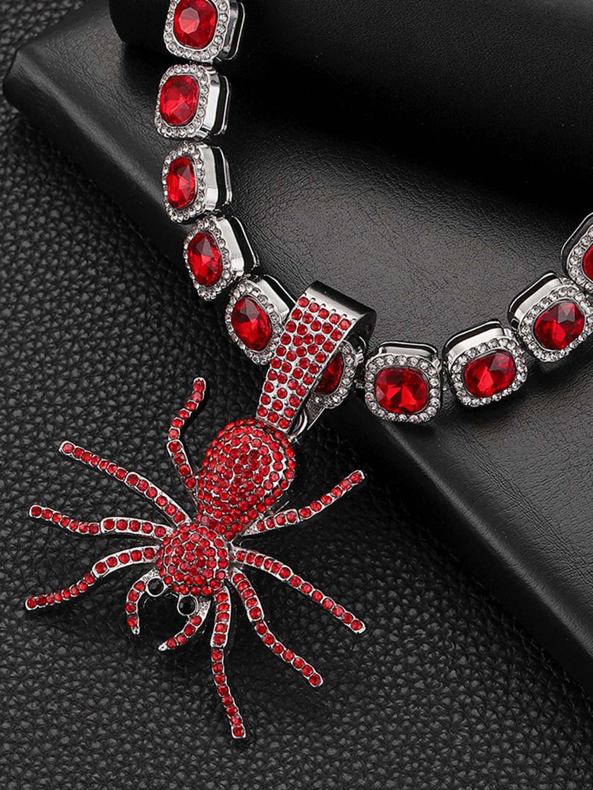 Thesupermade Punk Style Red Spider Cuban Necklace