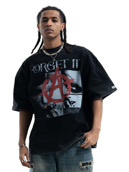 Street Retro Anti-War Distressed Print T-Shirt