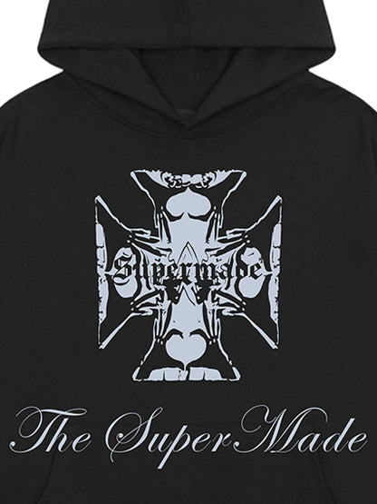 Kapuzenpullover mit Street Cross-Buchstaben-Print