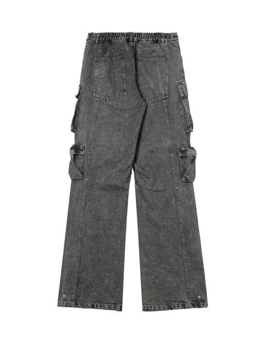 Thesupermade Street Stitching Multi-Pocket Workwear Washed Jeans – 2209