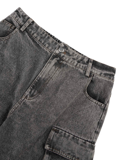 Thesupermade Street Stitching Multi-Pocket Workwear Washed Jeans – 2209