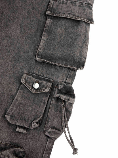 Thesupermade Street Stitching Multi-Pocket Workwear Washed Jeans – 2209