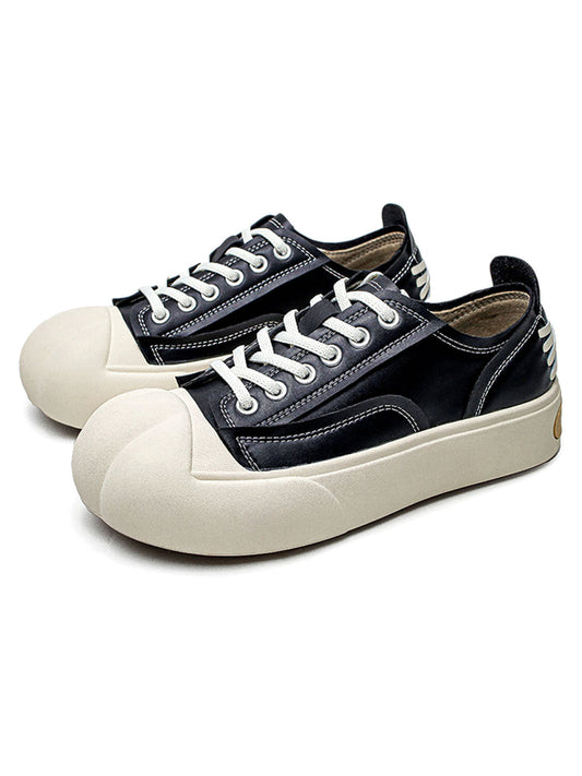 Chaussures décontractées en cuir PU vieilli déconstruites