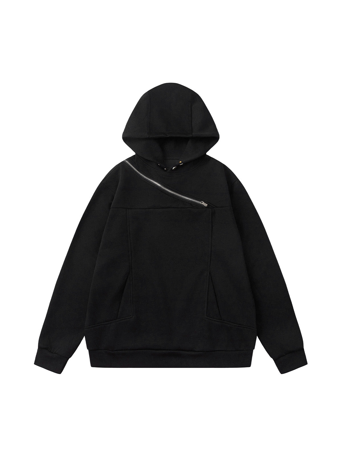 Deconstructed Rivet Angular-Zip Hoodie