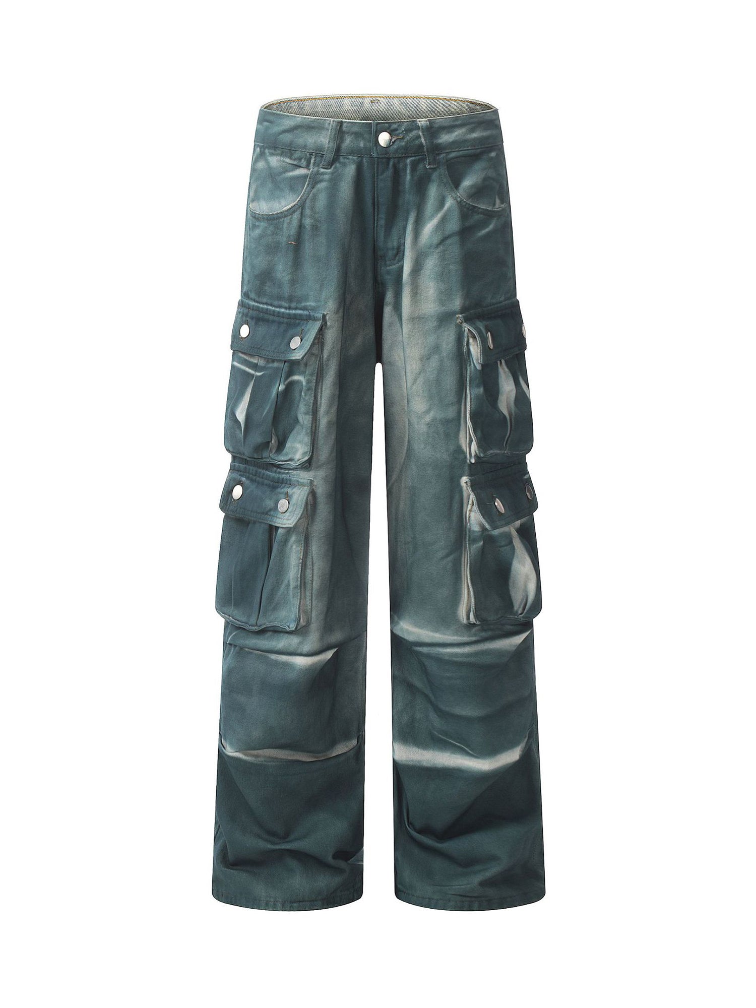 Thesupermade Gradient Dip Dye Wash Multi-Pocket Cargo Jeans