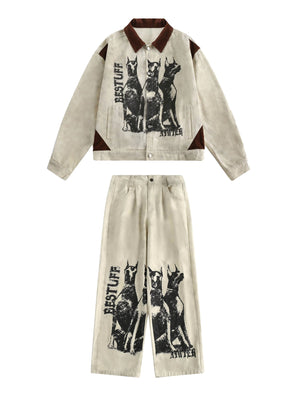 Thesupermade Vintage Washed Distressed Graffiti Patchwork Set-1986